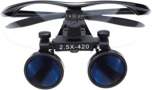 5W Lamp Clip On Type with 2.5X420MM Working Distance Binocular Loupes Magnifier Aluminum Box (Blue) in Saudi Arabia