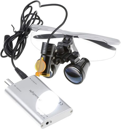 5W Lamp Clip On Type with 2.5X420MM Working Distance Binocular Loupes Magnifier Aluminum Box (Blue) in Saudi Arabia