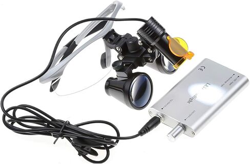 5W Lamp Clip On Type with 2.5X420MM Working Distance Binocular Loupes Magnifier Aluminum Box (Blue) in Saudi Arabia