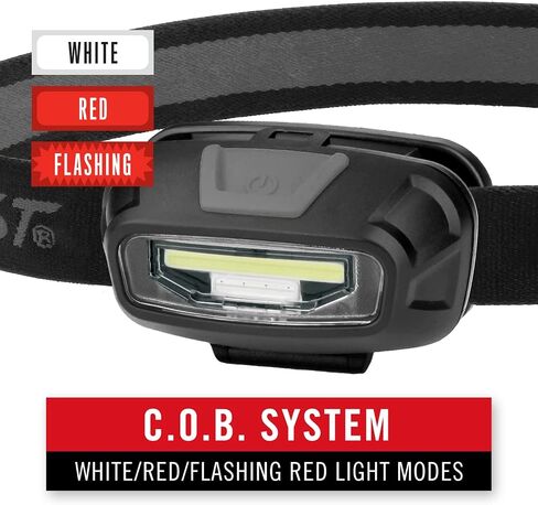 Coast® FL13 255 Lumen Dual Color (White & Red) LED Headlamp, Batteries & Hard Hat Clips Included, Red in Saudi Arabia