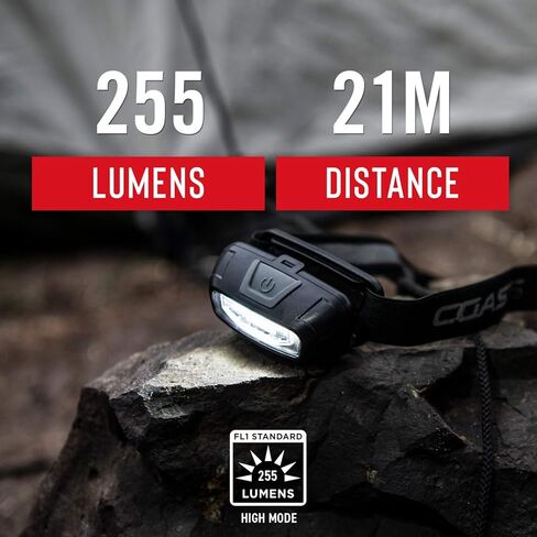 Coast® FL13 255 Lumen Dual Color (White & Red) LED Headlamp, Batteries & Hard Hat Clips Included, Red in Saudi Arabia