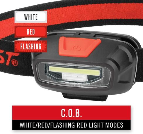 Coast® FL13 255 Lumen Dual Color (White & Red) LED Headlamp, Batteries & Hard Hat Clips Included, Red in Saudi Arabia