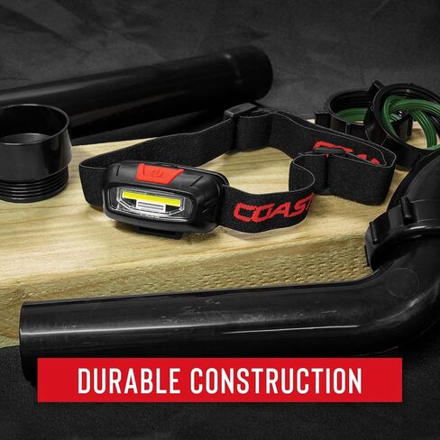 Coast® FL13 255 Lumen Dual Color (White & Red) LED Headlamp, Batteries & Hard Hat Clips Included, Red in Kuwait