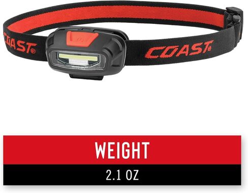Coast® FL13 255 Lumen Dual Color (White & Red) LED Headlamp, Batteries & Hard Hat Clips Included, Red in Kuwait