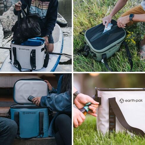 Earth Pak Heavy Duty Waterproof 20-Can Soft Cooler Bag for Camping, Kayaking, Beach Trips - Mesh Bag Insert Included (Light Grey, 20 Can) in Kuwait