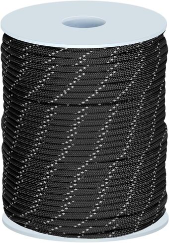Reflective Nylon Rope 50 Meters Reflective Paracord Rope 4mm for Garden Outdoors Camping Survival Cord (Black) in Kuwait