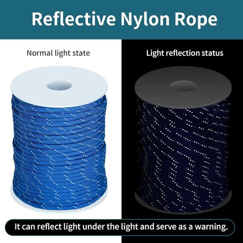 Reflective Nylon Rope 50 Meters Reflective Paracord Rope 4mm for Garden Outdoors Camping Survival Cord (Black) in Kuwait