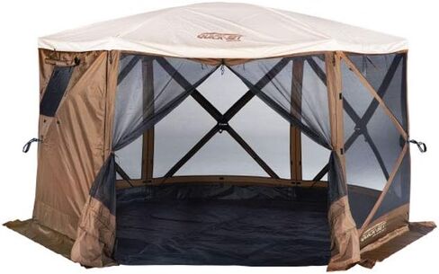 خيمة CLAM Quick-Set Pavilion مقاس 12.5 × 12.5 قدم محمولة منبثقة للتخييم في الهواء الطلق، بنية اللون مع مظلة وغطاء مطر وغطاء مطر، لون أسمر ضارب للصفرة in Saudi Arabia