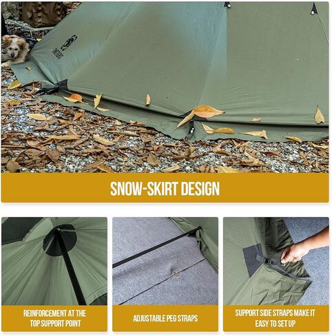 OneTigris Northgaze Canvas Hot Tent with Stove Jack, Wind-Proof Fire-Retardant, Durable 4 Season Camping Pyramid Teepee Tent for 2~4 Person in Saudi Arabia