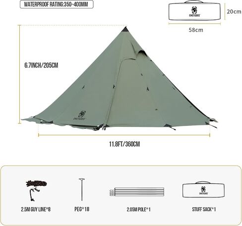 OneTigris Northgaze Canvas Hot Tent with Stove Jack, Wind-Proof Fire-Retardant, Durable 4 Season Camping Pyramid Teepee Tent for 2~4 Person in Saudi Arabia
