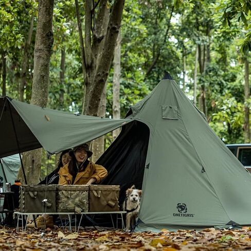 OneTigris Northgaze Canvas Hot Tent with Stove Jack, Wind-Proof Fire-Retardant, Durable 4 Season Camping Pyramid Teepee Tent for 2~4 Person in Saudi Arabia