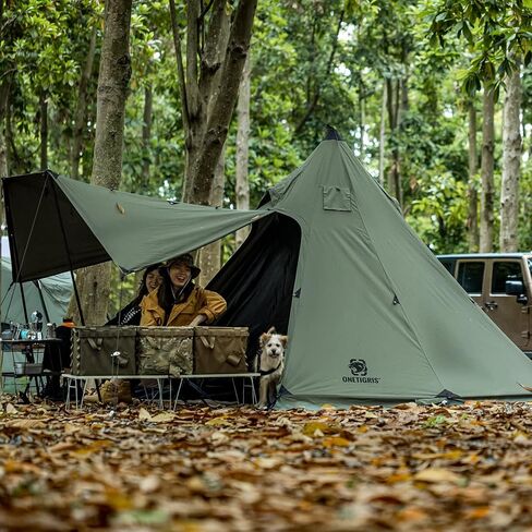 OneTigris Northgaze Canvas Hot Tent with Stove Jack, Wind-Proof Fire-Retardant, Durable 4 Season Camping Pyramid Teepee Tent for 2~4 Person in Saudi Arabia