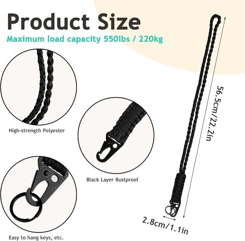 Paracord Lanyard for Men Heavy Duty Braided Neck Keychain Lanyard for ID Card Badge Holder, Camera, Keys, Outdoor in Saudi Arabia