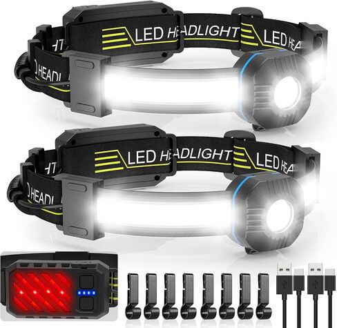 LED Headlamp Flashlight,Super Bright Headlamp Rechargeable with Red Taillight,230° Illumination,IPX6 Waterproof,10 Modes Lightweight Head Lamp,head flashlight,for Running,Hiking,Fishing,Outdoor in Saudi Arabia