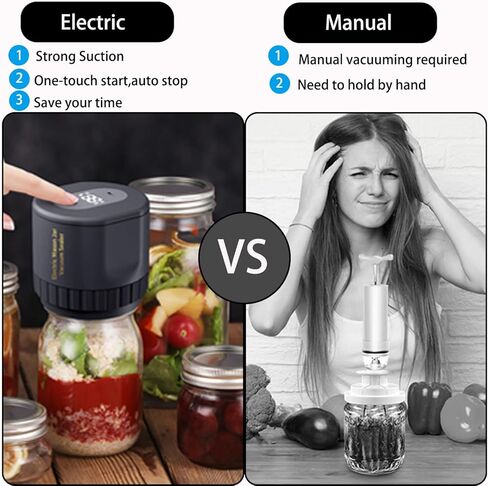 مجموعة أدوات تفريغ الهواء من Mason Jar، سدادة تفريغ الهواء من Mason Jar لأغطية ماسون واسعة ومنتظمة للفم، سدادة تفريغ جرة لتعليب الجرار مع فتاحة و5 أزواج من الأغطية in Saudi Arabia