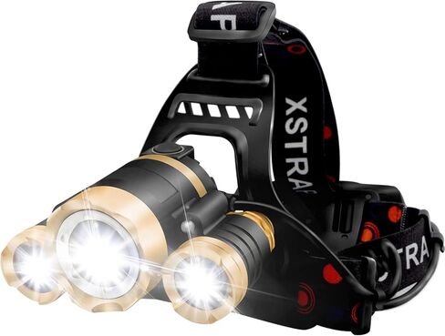 كشاف أمامي XSTRAP قابل لإعادة الشحن، مصباح يدوي للرأس قابل للتكبير مع 6000 لومن فائق السطوع للبالغين والأطفال، مستشعر مقاوم للماء 4 أوضاع، مصباح أمامي خفيف الوزن للتخييم في الهواء الطلق، والصيد، والجري، والمشي لمسافات طويلة in Kuwait