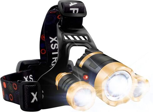 كشاف أمامي XSTRAP قابل لإعادة الشحن، مصباح يدوي للرأس قابل للتكبير مع 6000 لومن فائق السطوع للبالغين والأطفال، مستشعر مقاوم للماء 4 أوضاع، مصباح أمامي خفيف الوزن للتخييم في الهواء الطلق، والصيد، والجري، والمشي لمسافات طويلة in Kuwait