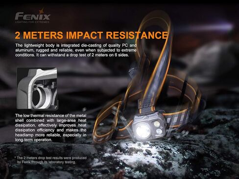 Fenix ​​HP16R 1250 لومن شعاع أبيض مزدوج ومصباح أمامي LED أحمر، بطارية قابلة لإعادة الشحن مع كابل شحن EdisonBright USB من النوع C in Saudi Arabia