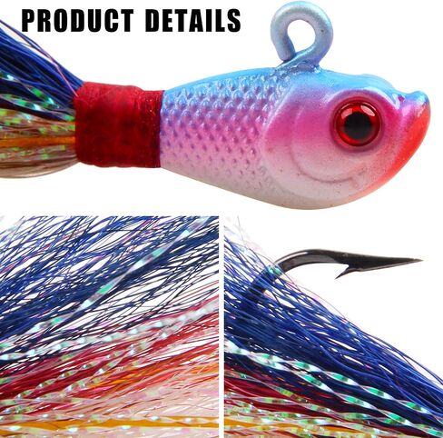 Bucktail Jigs Saltwater Lures,3/5PCS Bucktail Hair Jigs Head Fishing Lure Baits Assorted Kit for Bass Striper Bluefish Surf Fishing 1/4oz 1/2oz 1oz 1.5oz 2oz in Saudi Arabia