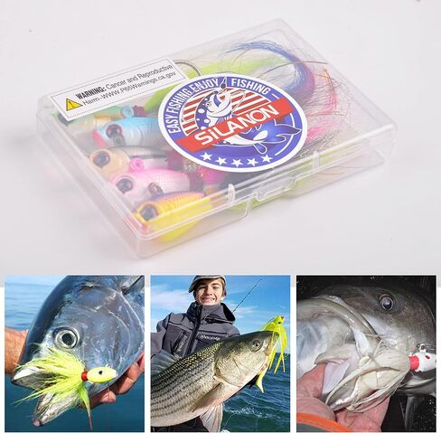 Bucktail Jigs Saltwater Lures,3/5PCS Bucktail Hair Jigs Head Fishing Lure Baits Assorted Kit for Bass Striper Bluefish Surf Fishing 1/4oz 1/2oz 1oz 1.5oz 2oz in Saudi Arabia