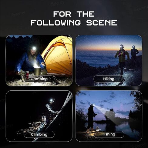 مصباح أمامي 200000 لومن قابل لإعادة الشحن XHP70.2 مصباح أمامي LED قوي للغاية، ضبط التركيز 3 أوضاع مصباح أمامي مقاوم للماء، وظيفة بنك الطاقة للتخييم وركوب الدراجات والمشي لمسافات طويلة (ج) in Kuwait