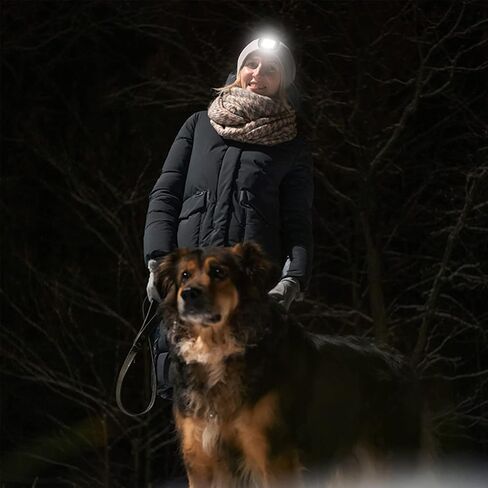 Rechargeable LED Beanie Cap, Hands Free LED Flashlight Lighted Headlamp Hat, Warmer Knit Cap Hat (Black) in Saudi Arabia