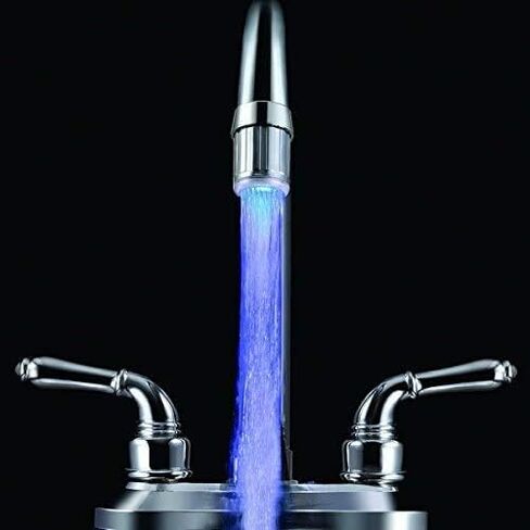 SNOMYRS 3-Color Temperature Sensitive Gradient LED Water Faucet Light Water Stream Color Changing Faucet Tap Sink Faucet for Kitchen and Bathroom (3 Color-1PC) in Kuwait