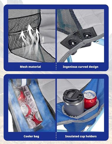 DEERFAMY Double Camping Chair for Adults, Breathable Folding Camping Chair with Cooler Bag and Insulated Cup Holders for Outdoor Travel Picnic, Portable Loveseat for 2/3 Person in Saudi Arabia