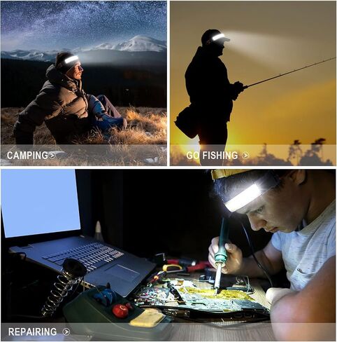 2-Pack Rechargeable LED Headlamp Flashlight, 230 Lighting, 800 Lumen, 3 Modes, Built-in Batteries, Waterproof Headlamp Flashlight, Suitable for Camping, Running, Hiking in Saudi Arabia