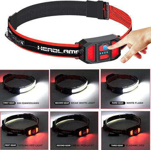 2-Pack Rechargeable LED Headlamp Flashlight, 230 Lighting, 800 Lumen, 3 Modes, Built-in Batteries, Waterproof Headlamp Flashlight, Suitable for Camping, Running, Hiking in Saudi Arabia