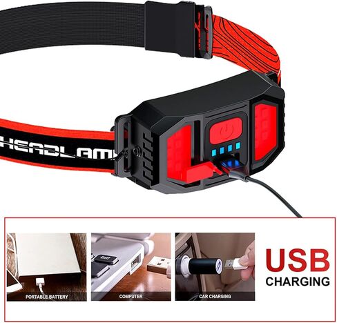 2-Pack Rechargeable LED Headlamp Flashlight, 230 Lighting, 800 Lumen, 3 Modes, Built-in Batteries, Waterproof Headlamp Flashlight, Suitable for Camping, Running, Hiking in Saudi Arabia