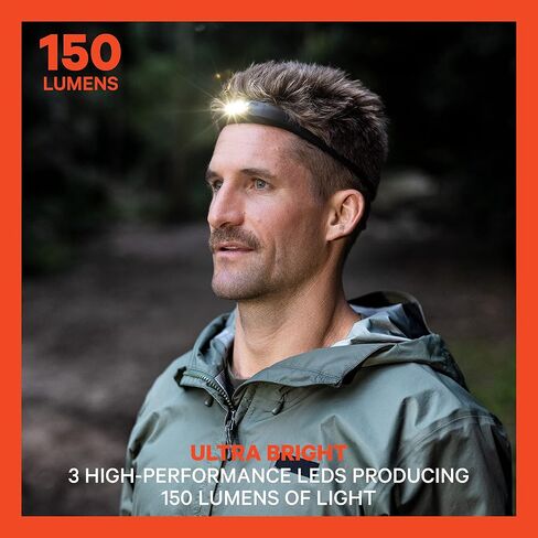 KNOG Quokka Silicone Rechargeable Headlamp - 150 Lumen, LED Head Lamp w/ 4 Modes, Waterproof Headlamp Flashlight for Outdoor, Camping and Hiking Gear with Comfortable Reading Light - Rescue Orange in Saudi Arabia