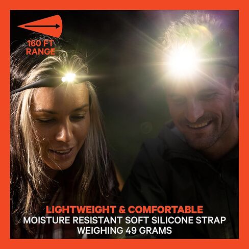 KNOG Quokka Silicone Rechargeable Headlamp - 150 Lumen, LED Head Lamp w/ 4 Modes, Waterproof Headlamp Flashlight for Outdoor, Camping and Hiking Gear with Comfortable Reading Light - Rescue Orange in Saudi Arabia