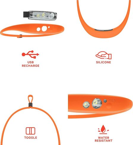 KNOG Quokka Silicone Rechargeable Headlamp - 150 Lumen, LED Head Lamp w/ 4 Modes, Waterproof Headlamp Flashlight for Outdoor, Camping and Hiking Gear with Comfortable Reading Light - Rescue Orange in Saudi Arabia