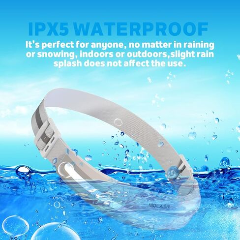 مصباح أمامي LED قابل لإعادة الشحن، مصباح أمامي عريض 230 درجة مع ضوء أحمر، خفيف الوزن، مقاوم للطقس، مصباح يدوي بمصدر ضوء للتخييم، والمشي لمسافات طويلة، والجري، والخارج - للبالغين والأطفال (أبيض) in Kuwait