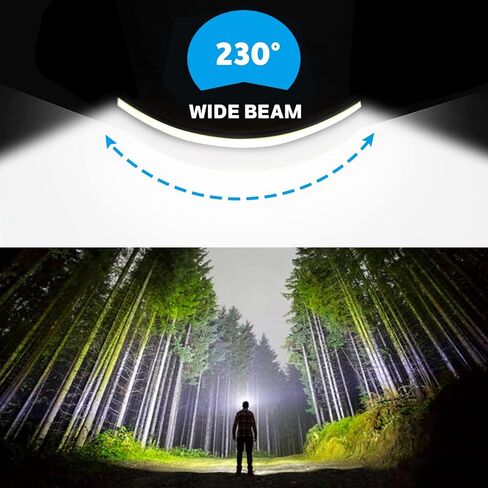 مصباح أمامي LED قابل لإعادة الشحن، مصباح أمامي عريض 230 درجة مع ضوء أحمر، خفيف الوزن، مقاوم للطقس، مصباح يدوي بمصدر ضوء للتخييم، والمشي لمسافات طويلة، والجري، والخارج - للبالغين والأطفال (أبيض) in Kuwait