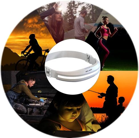 مصباح أمامي LED قابل لإعادة الشحن، مصباح أمامي عريض 230 درجة مع ضوء أحمر، خفيف الوزن، مقاوم للطقس، مصباح يدوي بمصدر ضوء للتخييم، والمشي لمسافات طويلة، والجري، والخارج - للبالغين والأطفال (أبيض) in Kuwait