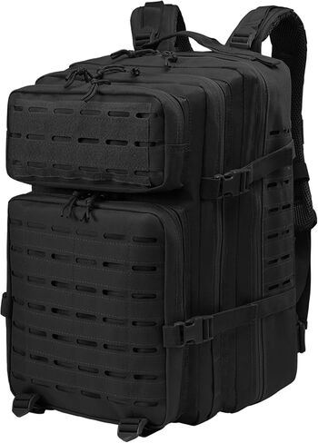 MINGPINHUIUS Military Tactical Men Backpack: 45L Large Assault Rucksack 3 Day Bug Out Bag for Outdoor Hiking Camping (Black) in Saudi Arabia