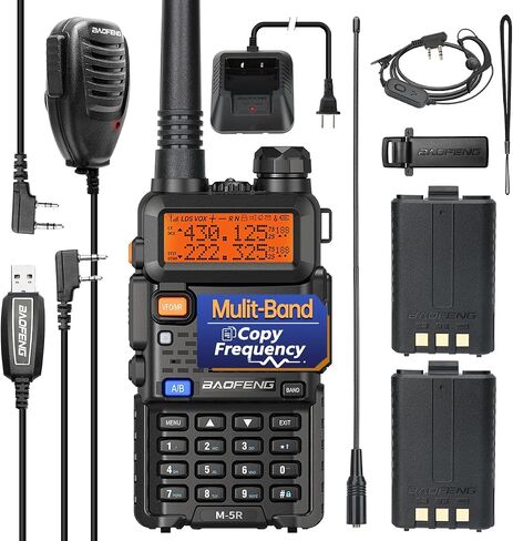 راديو BAOFENG Ham راديو طويل المدى M-5R محمول باليد ثنائي الاتجاه (نسخة مطورة من UV-5R) أجهزة اتصال لاسلكية طويلة المدى للبالغين، تردد النسخ، راديو AirBand 5RX ثنائي الاتجاه مع سماعة أذن وبطارية مكبر صوت وميكروفون in Saudi Arabia