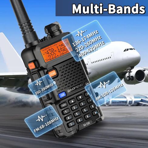 راديو BAOFENG Ham راديو طويل المدى M-5R محمول باليد ثنائي الاتجاه (نسخة مطورة من UV-5R) أجهزة اتصال لاسلكية طويلة المدى للبالغين، تردد النسخ، راديو AirBand 5RX ثنائي الاتجاه مع سماعة أذن وبطارية مكبر صوت وميكروفون in Saudi Arabia