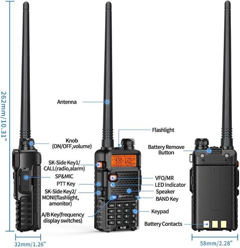 راديو BAOFENG Ham راديو طويل المدى M-5R محمول باليد ثنائي الاتجاه (نسخة مطورة من UV-5R) أجهزة اتصال لاسلكية طويلة المدى للبالغين، تردد النسخ، راديو AirBand 5RX ثنائي الاتجاه مع سماعة أذن وبطارية مكبر صوت وميكروفون in Saudi Arabia