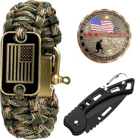 Veteran Military Paracord with Outdoor MutiTools - US Veteran Bracelet for Men! in Saudi Arabia