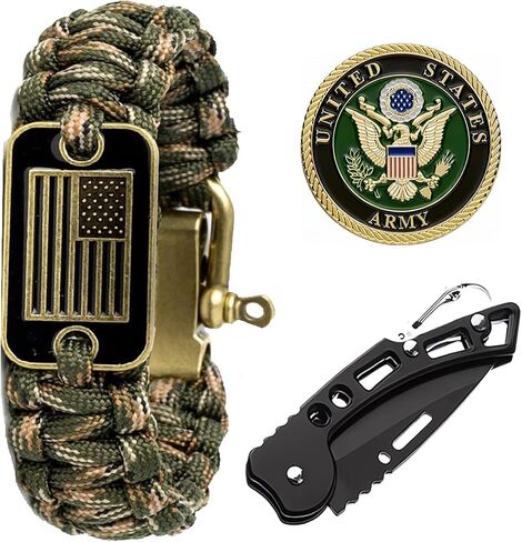 Veteran Military Paracord with Outdoor MutiTools - US Veteran Bracelet for Men! in Saudi Arabia