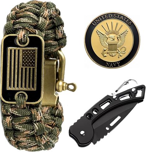 Veteran Military Paracord with Outdoor MutiTools - US Veteran Bracelet for Men! in Saudi Arabia