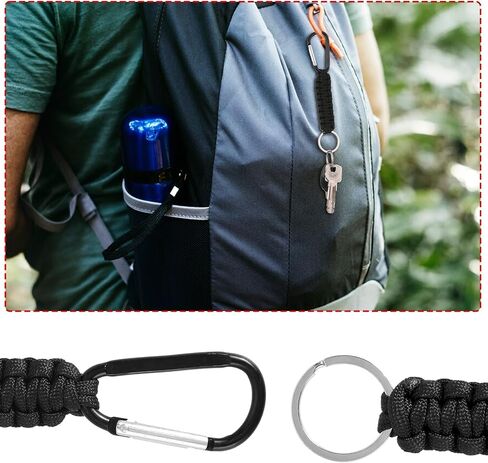 2 قطعة سلسلة مفاتيح صغيرة Carabianer Clip D Ring مع حلقة مفاتيح هوك منظم مفاتيح للرجال والنساء والتخييم والمشي لمسافات طويلة وصيد الأسماك (أسود) in Saudi Arabia