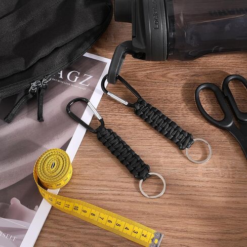 2 قطعة سلسلة مفاتيح صغيرة Carabianer Clip D Ring مع حلقة مفاتيح هوك منظم مفاتيح للرجال والنساء والتخييم والمشي لمسافات طويلة وصيد الأسماك (أسود) in Saudi Arabia