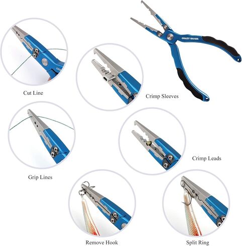 CRAZY SHARK Professional Fishing Pliers Tungsten Carbide Cutters Split Ring Pliers Hook Remover Fish Holder in Saudi Arabia