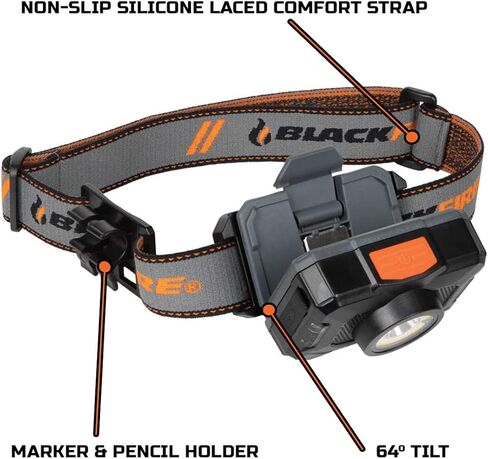 Blackfire - Klein Tools Outdoors - مصباح أمامي LED بلونين قابل لإعادة الشحن، BBM6414، 800 لومن، 3 أوضاع، ضوء موضعي، ضوء غامر، LED أحمر، مغناطيسي، للتنزه سيرًا على الأقدام أو التخييم أو الصيد أو صيد الأسماك in Kuwait