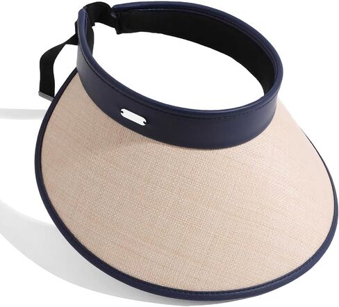 Straw Sun Visor Hat for Women & Men, Wide Brim, Backless, Ponytail, UPF 50+, Sturdy Beach Hat in Saudi Arabia