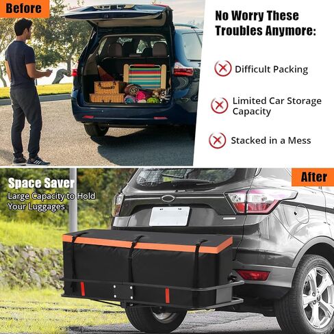 GarveeTech Hitch Cargo Carrier Bag 15 Cu Ft - Large Storage Space, Heavy Duty Waterproof Cargo Traveling Bag for Car Truck SUV ' Hitch Baskets, 6 Reinforced Straps in Saudi Arabia